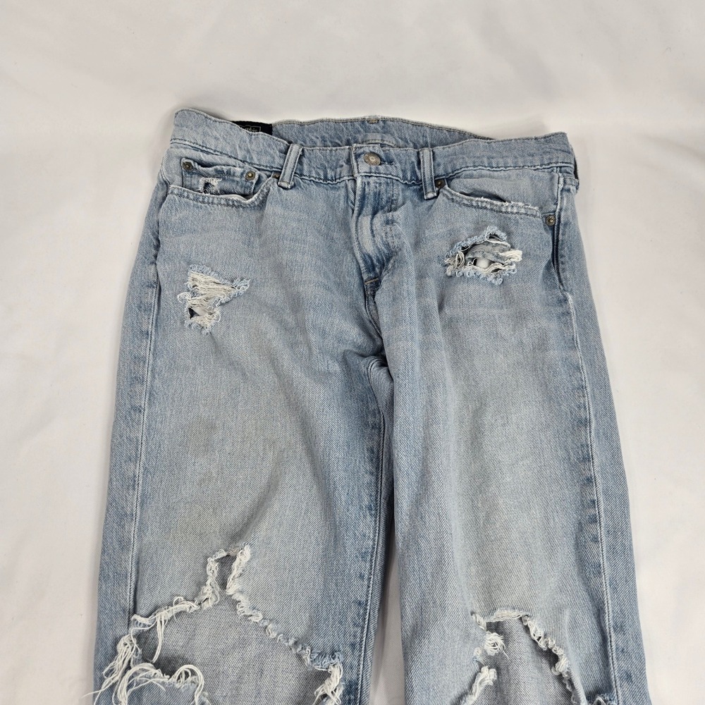 Abercrombie & Fitch Langdon Skinny Jeans Ripped Distressed Lt Wash‎ 30x32 Thrash - Picture 13 of 15